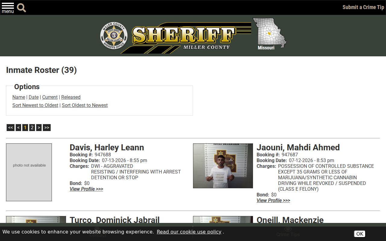 Texarkana people search Miller County inmate roster