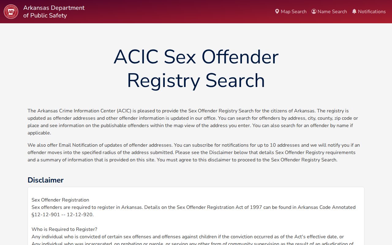 Texarkana people search Arkansas offender registry