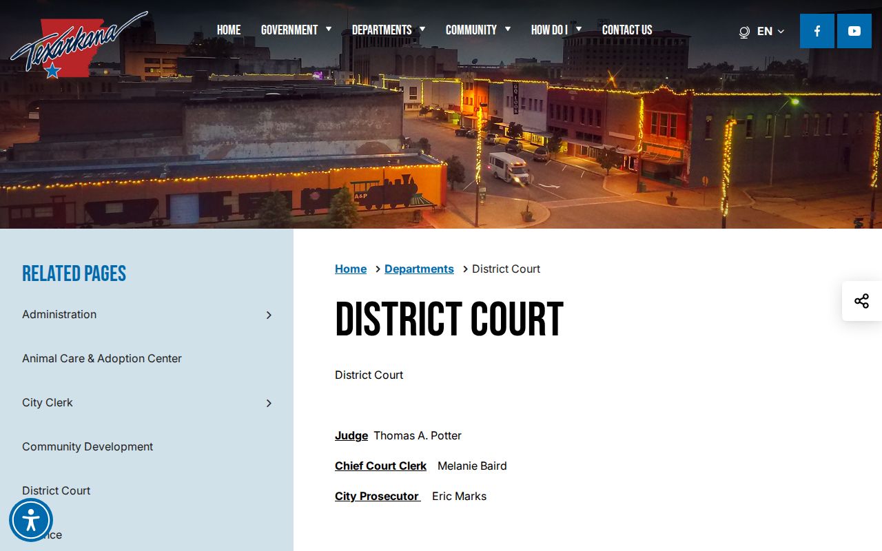 Texarkana people search district court office page