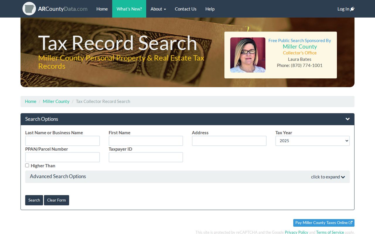 Texarkana people search Miller County tax search
