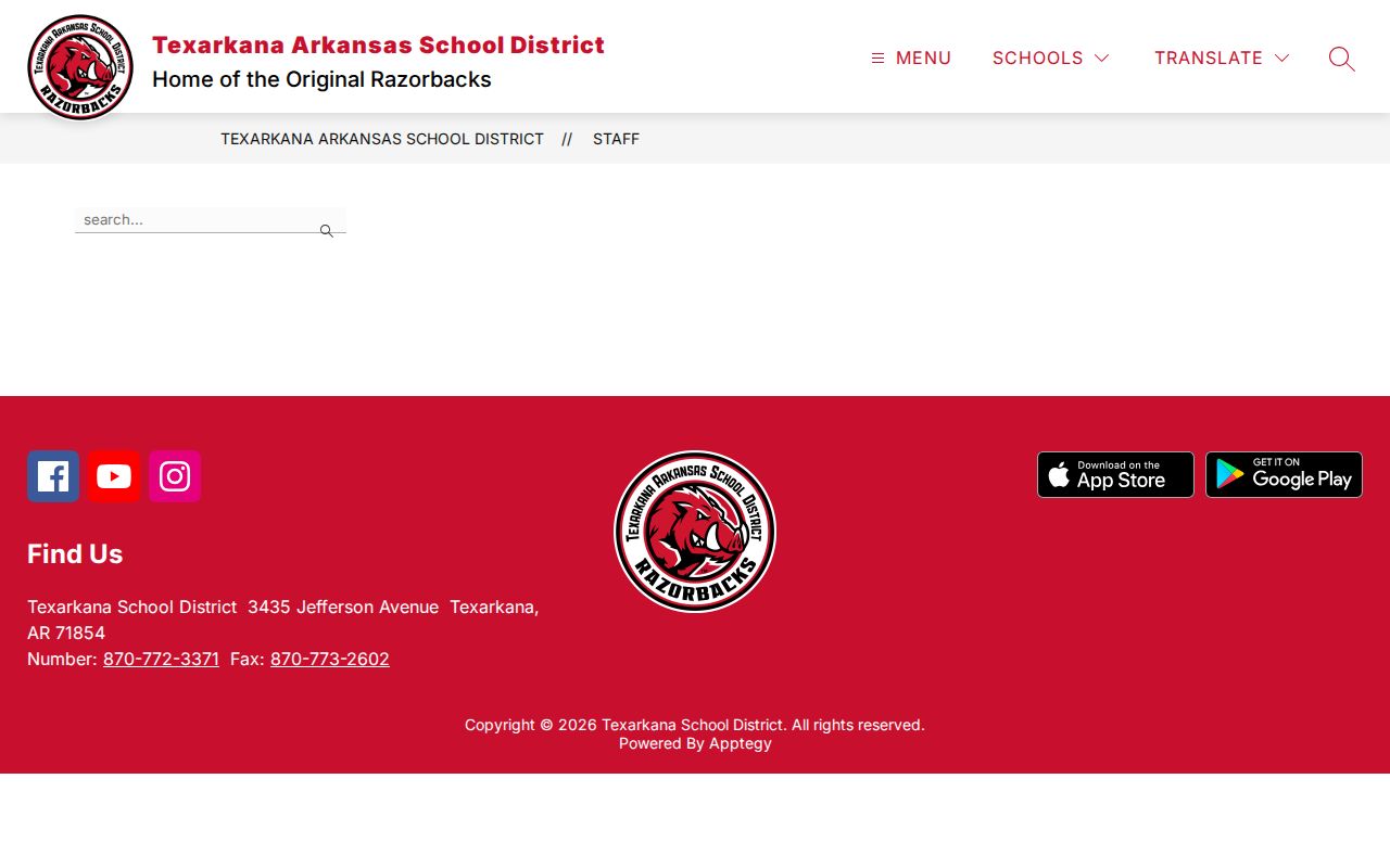 Texarkana people directories TASD staff directory screenshot