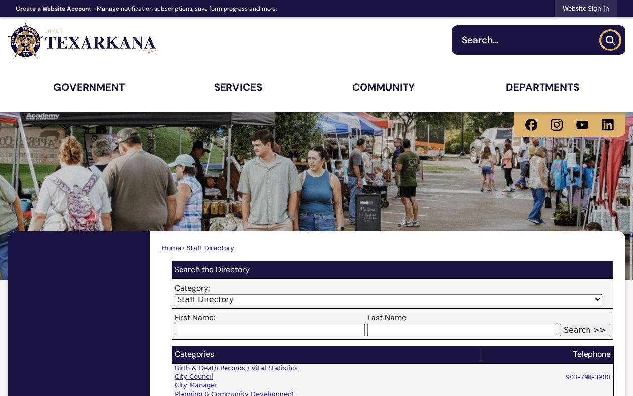 Texarkana people directories Texas-side directory distinction screenshot