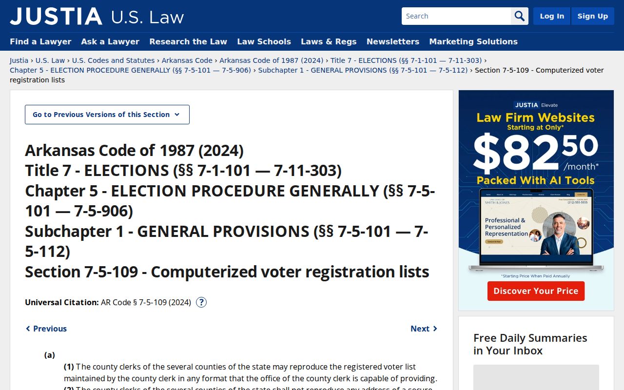 Texarkana voter registration records voter-list statute screenshot